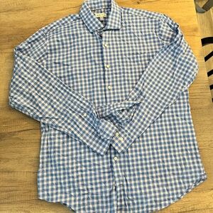 Peter Millar Blue and White Checkered Shirt
